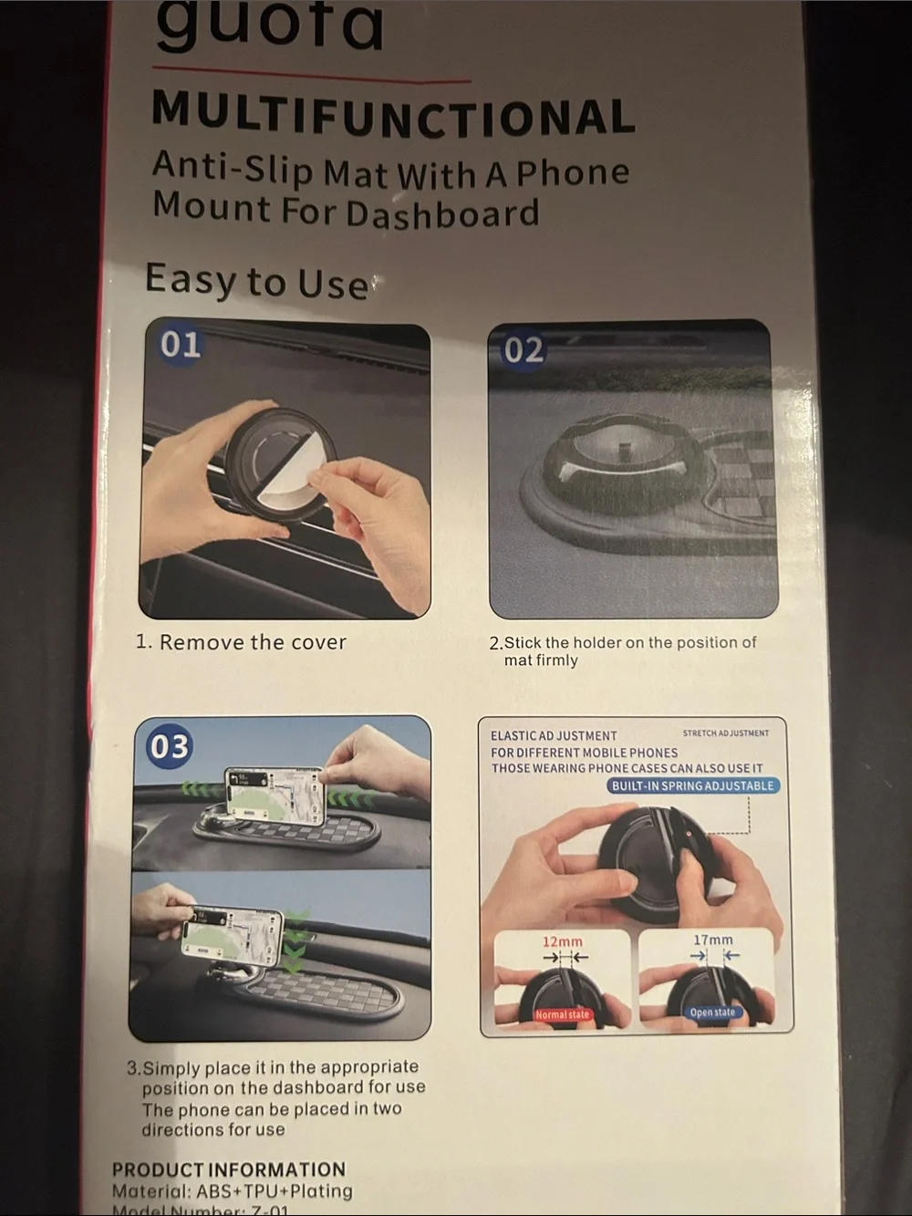 Black Multifunctional Anti-Slip Phone Mat with 360° Holder